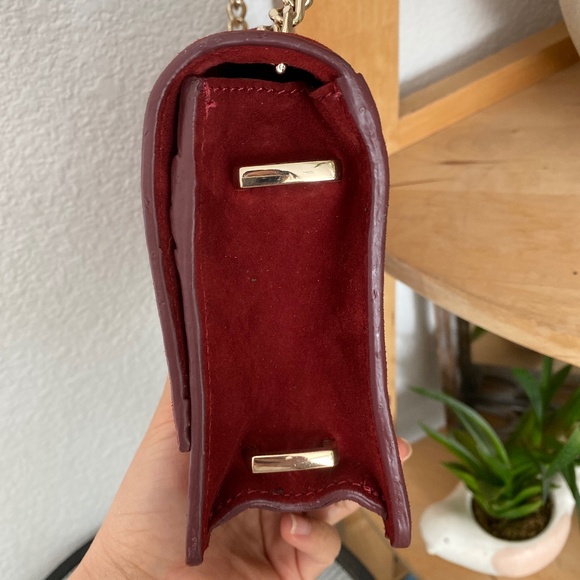 Red Zara Suede Goat Leather Gold Chain Crossbody Bag - Picture 5 of 8